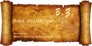 Bohl Zoltána névjegykártya